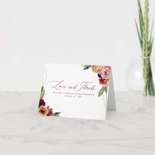 Orange and Burgundy Red Floral Thank You Card