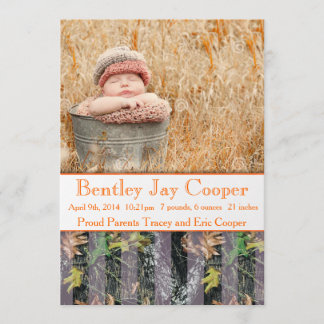 Orange and Camouflage Baby Announcement