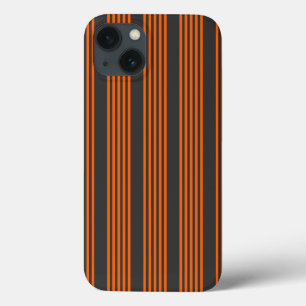 Orange and charcoal five stripes pattern iPhone 13 case