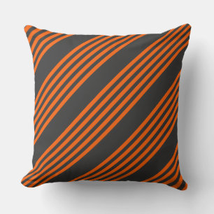 Orange and charcoal five stripes pattern cushion