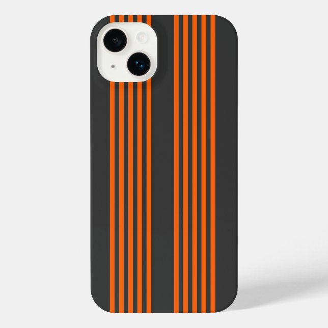 Orange and charcoal five stripes pattern iPhone case (Back)