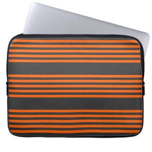 Orange and charcoal five stripes pattern laptop sleeve