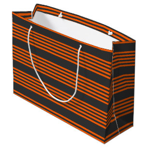 Orange and charcoal five stripes pattern large gift bag
