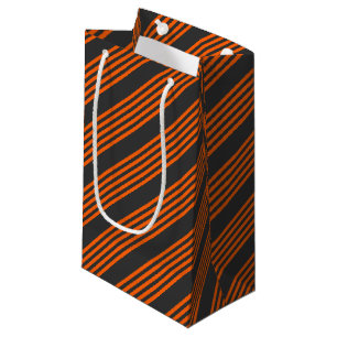 Orange and charcoal five stripes pattern small gift bag