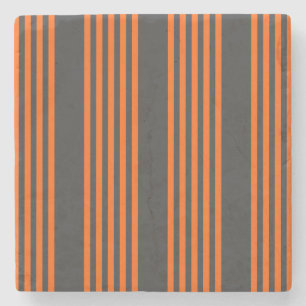 Orange and charcoal five stripes pattern stone coaster