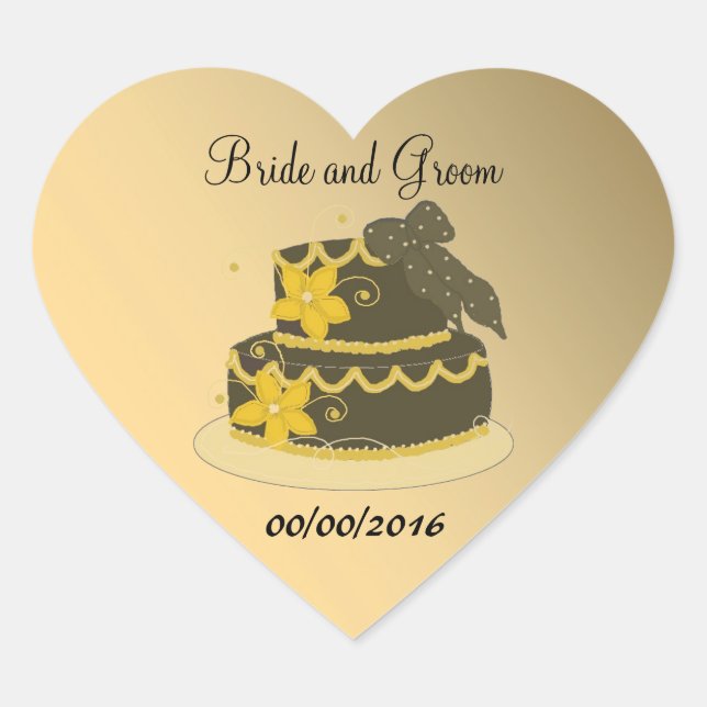 Orange and Chocolate Cake Save the Date Heart Sticker (Front)