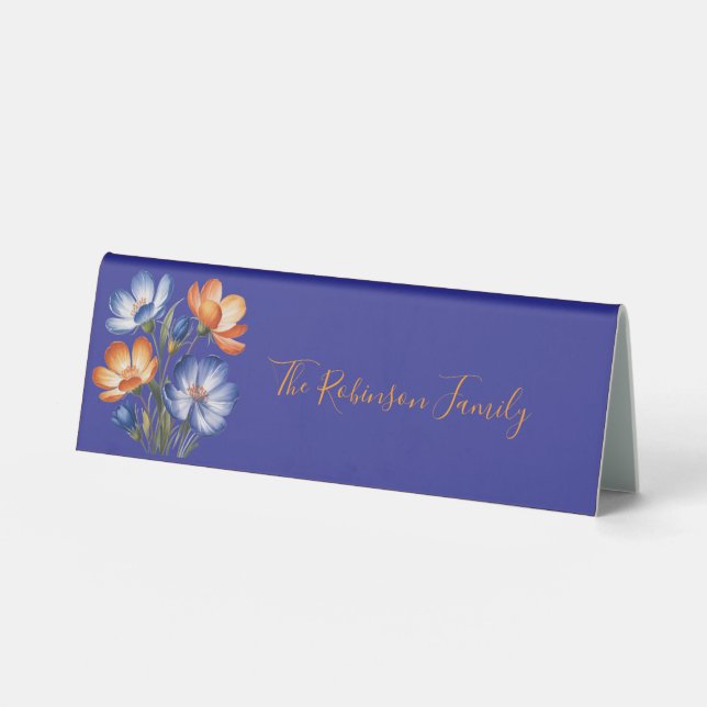 Orange and Cobalt Blue Floral Wedding Family  (Front)