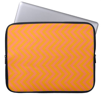 Orange and Coral Chevron or Zigzags Stripes Laptop Sleeve