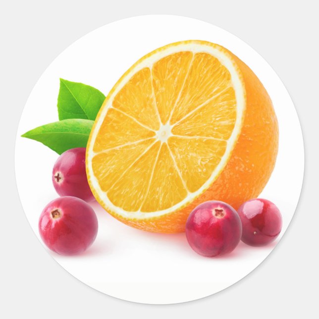 Orange and cranberries classic round sticker (Front)