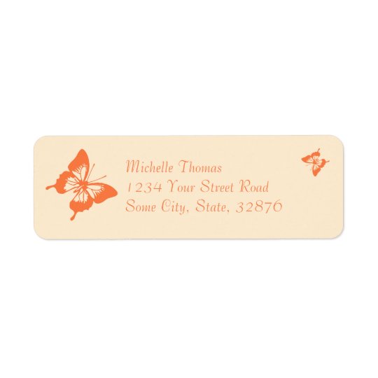 Orange and Cream Butterfly Wedding Return Address Label