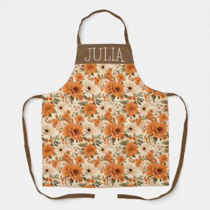 Orange and Cream Floral Thanksgiving Apron