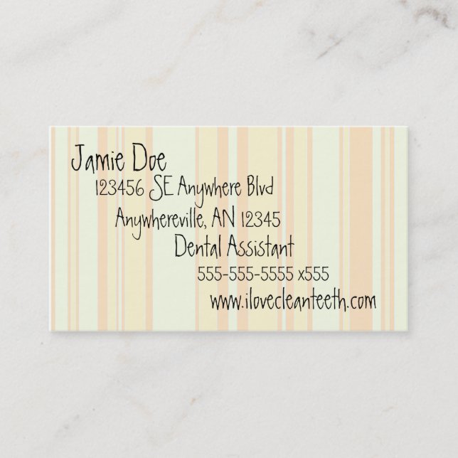 Orange and Cream Stripe Business Card (Front)