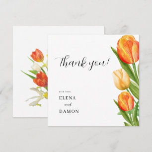 Orange and Cream Tulip Wedding Thank You Card