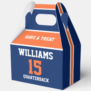 Orange and Dark Blue Favour Boxes Sports Theme G