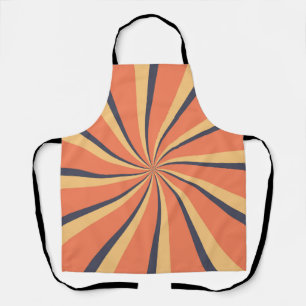 Orange and dark blue retro style sun rays apron