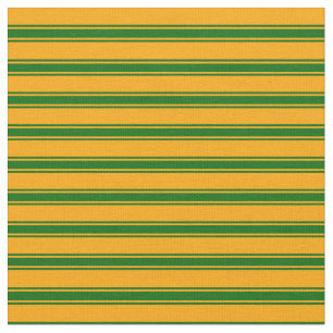 Orange and Dark Green Coloured Lined Pattern Fabric