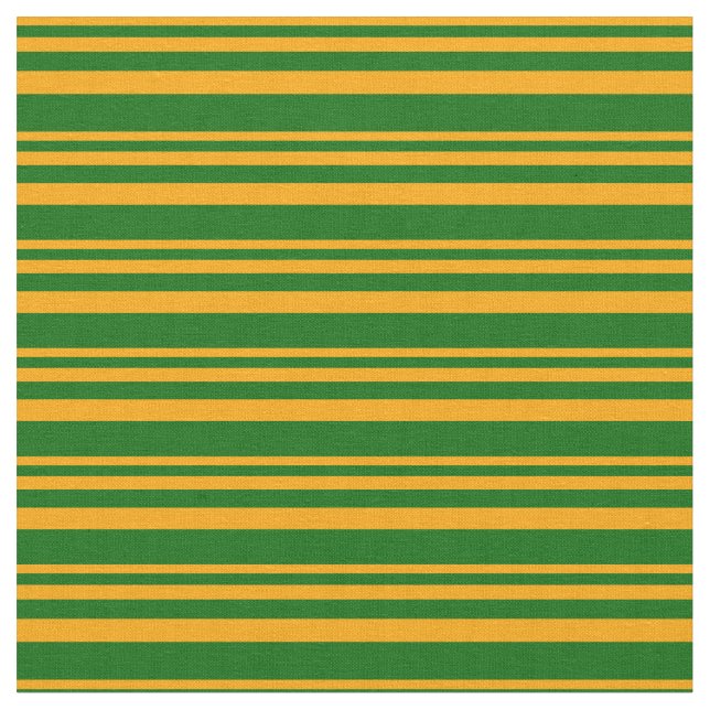 Orange and Dark Green Coloured Striped Pattern Fabric (Close Up)