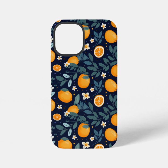 Orange and Floral Delight Pattern iPhone Case (Back)