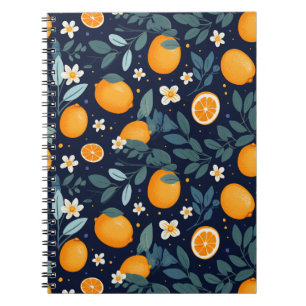Orange and Floral Delight Pattern Notebook
