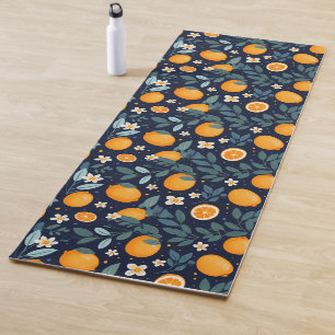 Orange and Floral Delight Pattern Yoga Mat