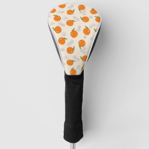 Orange and Flower Pattern Golf Head Cover