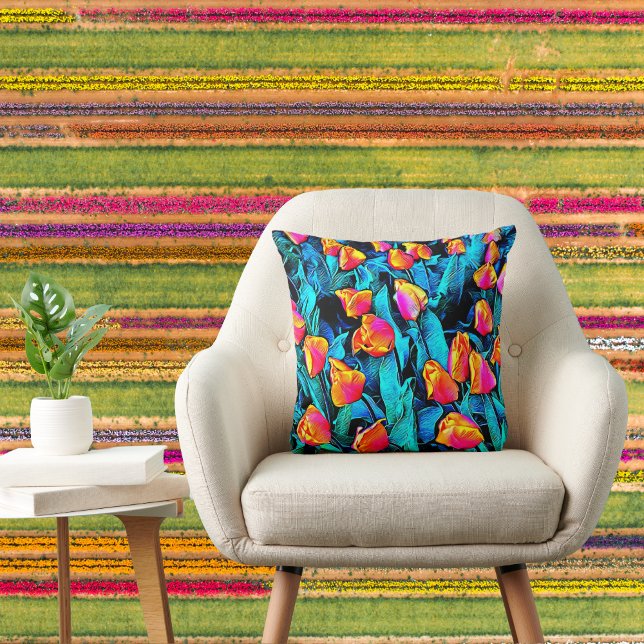 Orange and Gold Artsy Tulips Cushion (Creator Uploaded)