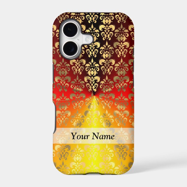 Orange and gold  damask pattern (Back)