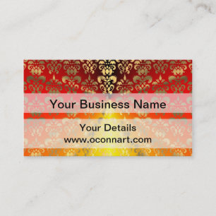 Orange and gold damask pattern business card