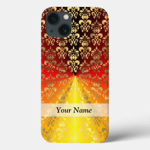 Orange and gold  damask pattern iPhone 13 case