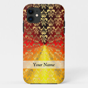 Orange and gold  damask pattern iPhone 11 case