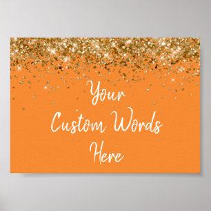 Orange and Gold Glitter Birthday Party Anniversary Poster