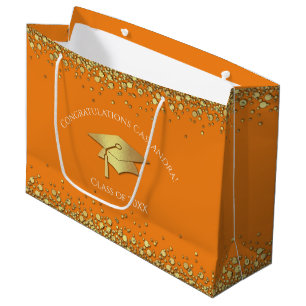 Orange and Gold Graduation Large Gift Bag