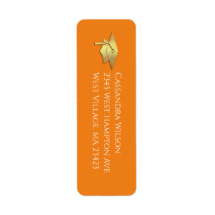 Orange and Gold Graduation Return Address Label