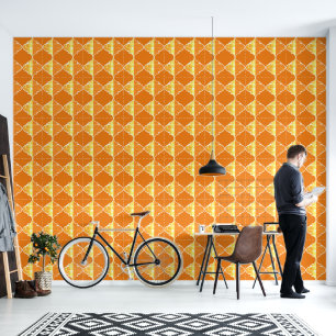 Orange and gold lux moroccan pattern  wallpaper