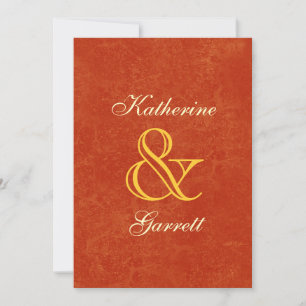 Orange and Gold Modern Style Wedding A026 Invitation