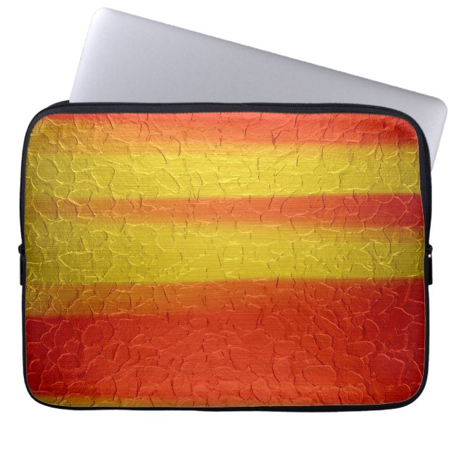 Orange and Gold Stainless Steel Metal Laptop Sleeve (Front)