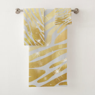 Orange and gold Zebra Pattern Bath Towel Set