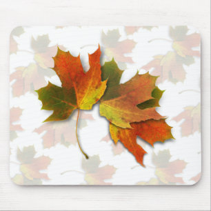 Orange And Golden Autumn Leaves Mouse Pad