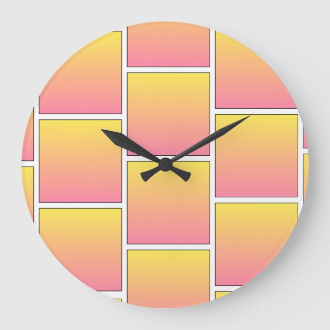 Orange and Golden Yellow Bricks  Large Clock (Front)
