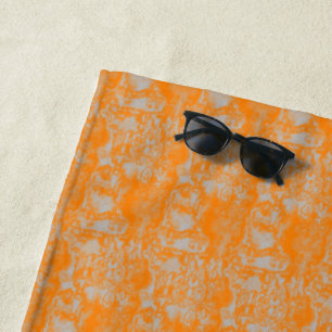 Orange and gray marble beach towel