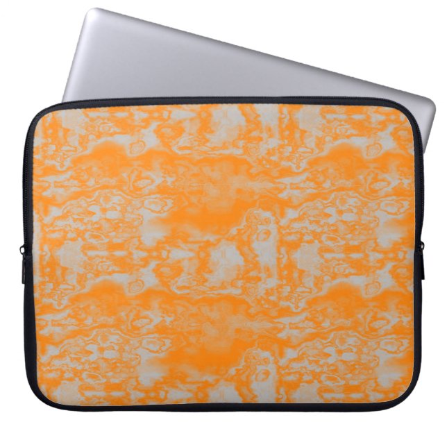 Orange and gray marble laptop sleeve (Front)