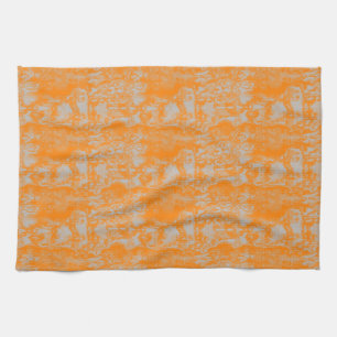 Orange and gray marble tea towel