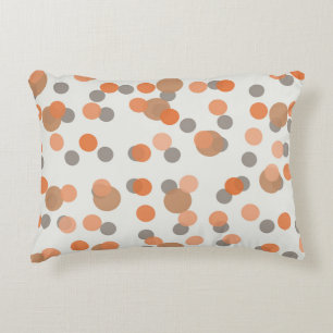 Orange and gray polka dots decorative cushion