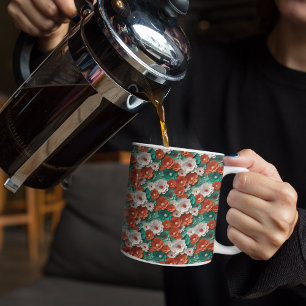 Orange and Green 3D Flowers Coffee Mug