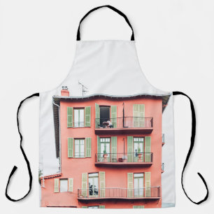 ORANGE AND GREEN 4-STOREY BUILDING APRON