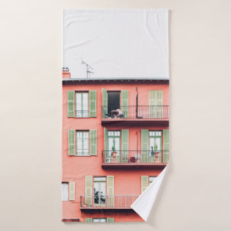 ORANGE AND GREEN 4-STOREY BUILDING BATH TOWEL