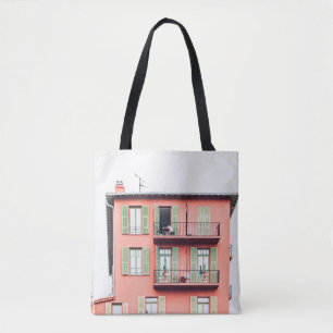 ORANGE AND GREEN 4-STOREY BUILDING TOTE BAG