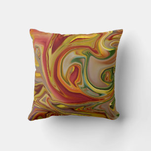 Orange and green abstract design cushion