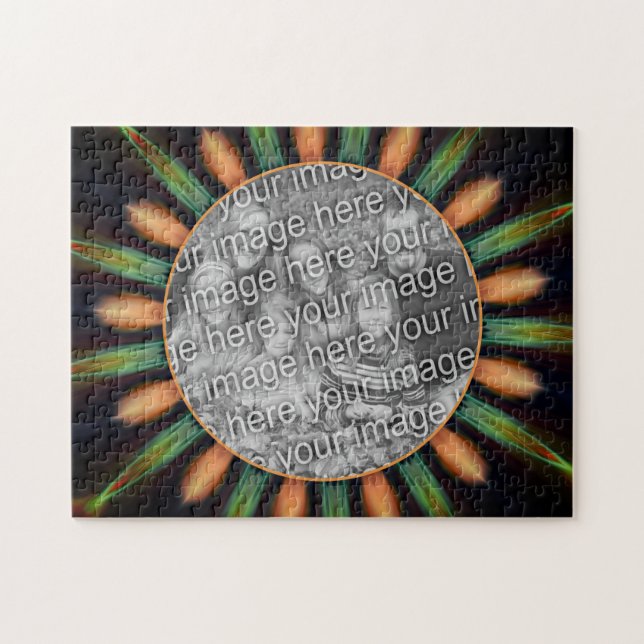 Orange And Green Abstract Frame Add Your Photo Jigsaw Puzzle (Horizontal)