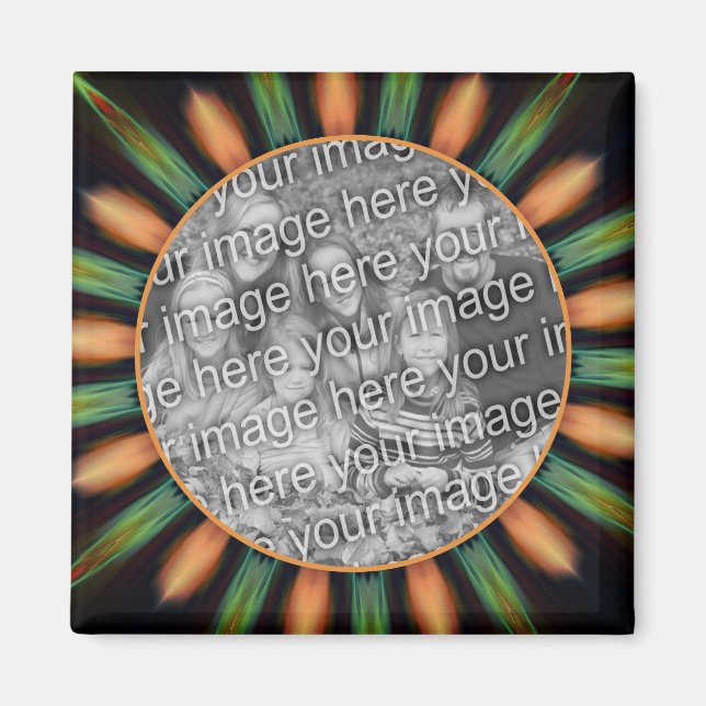 Orange And Green Abstract Frame Add Your Photo Magnet (Front)